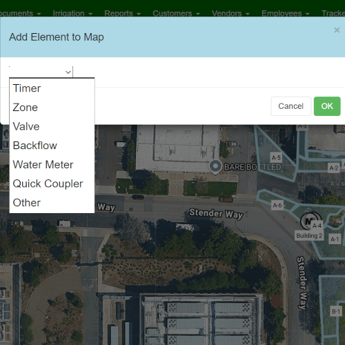 A printable irrigation map showing the precise location of timers, valves, and zones.