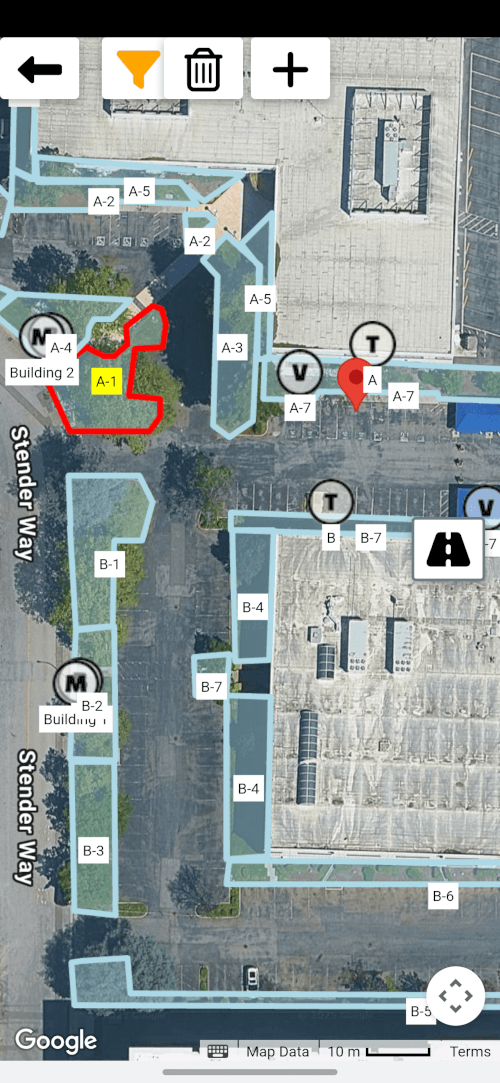 An interactive irrigation map on the mobile app.